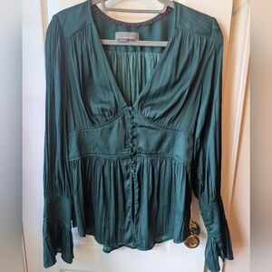 Anthropologie Deep-V Tunic Button Down Top